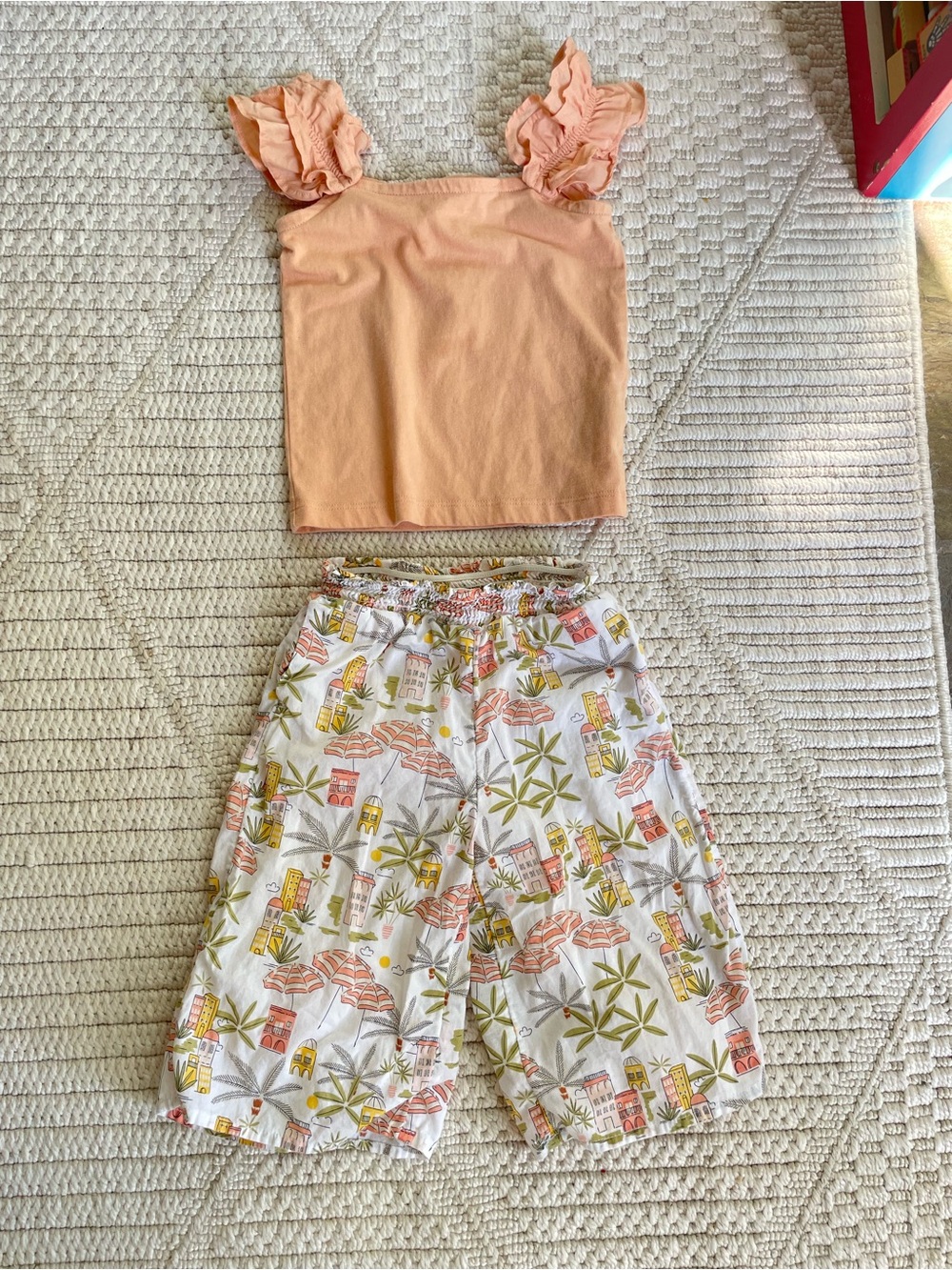Janie and Jack White Palm Tree Matching Pants Set